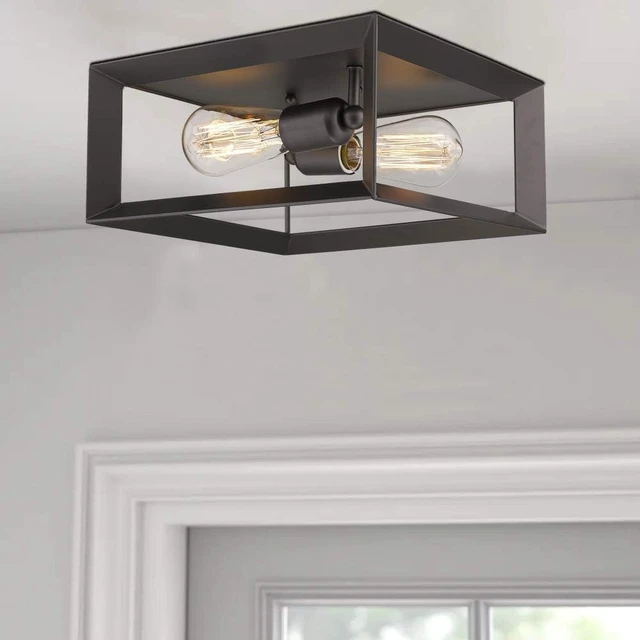 Alt view image 3 of 6 - Emliviar 2-Light Ceiling Light, 12" Flush Mount Ceiling Lighting Fixture, Oil Rubbed Bronze Finish, 3040-2 ORB