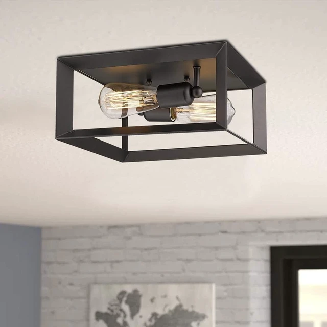 Alt view image 4 of 6 - Emliviar 2-Light Ceiling Light, 12" Flush Mount Ceiling Lighting Fixture, Oil Rubbed Bronze Finish, 3040-2 ORB