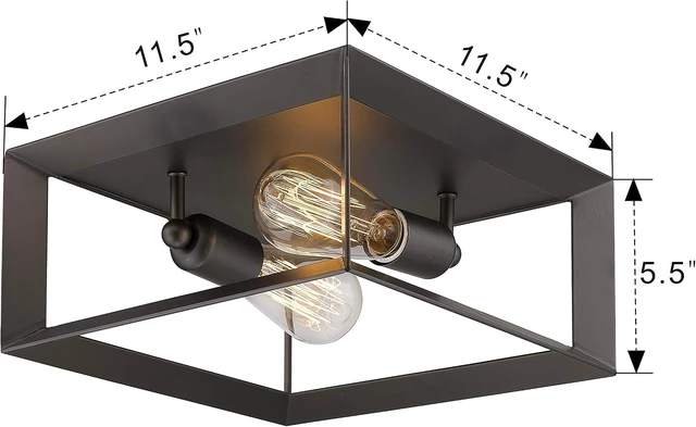 Alt view image 6 of 6 - Emliviar 2-Light Ceiling Light, 12" Flush Mount Ceiling Lighting Fixture, Oil Rubbed Bronze Finish, 3040-2 ORB