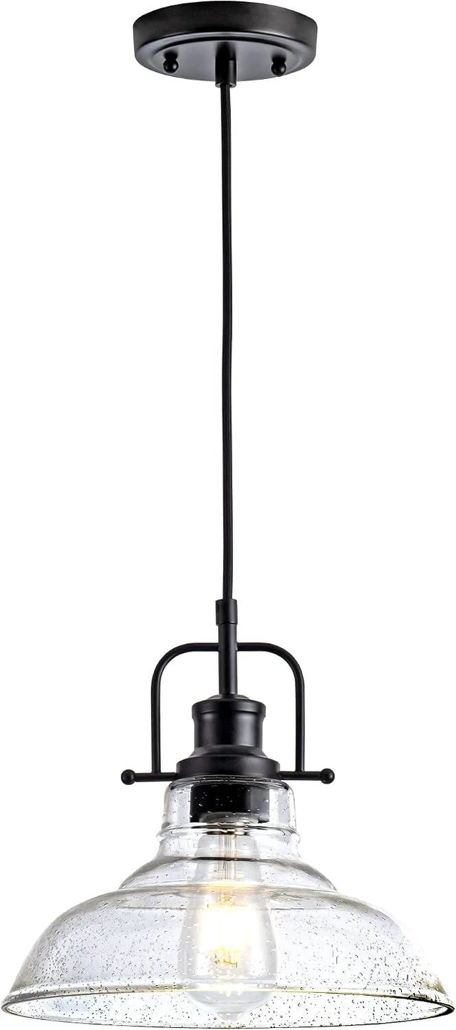 Main image of Zlepmlla Glass Pendant Light, Black Famrhouse Pendant Light Fixture