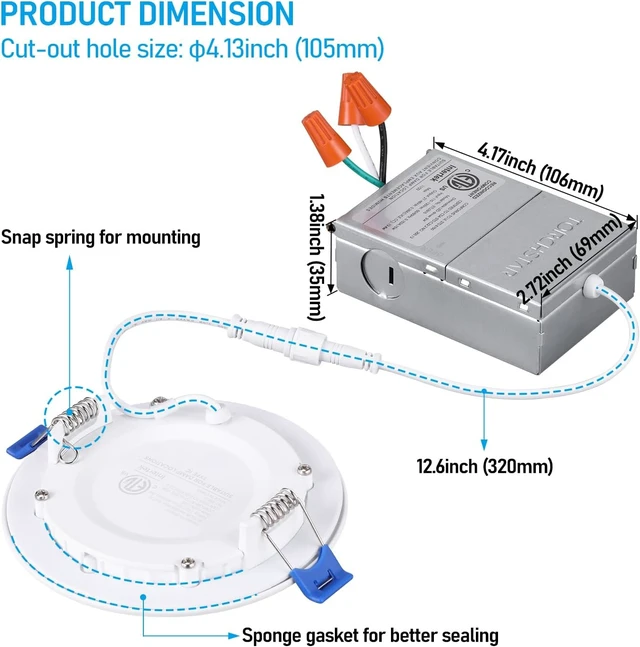 Alt view image 4 of 7 - TORCHSTAR 6-Pack 4 Inch Ultra-Thin LED Recessed Lighting, CRI90, 4000K