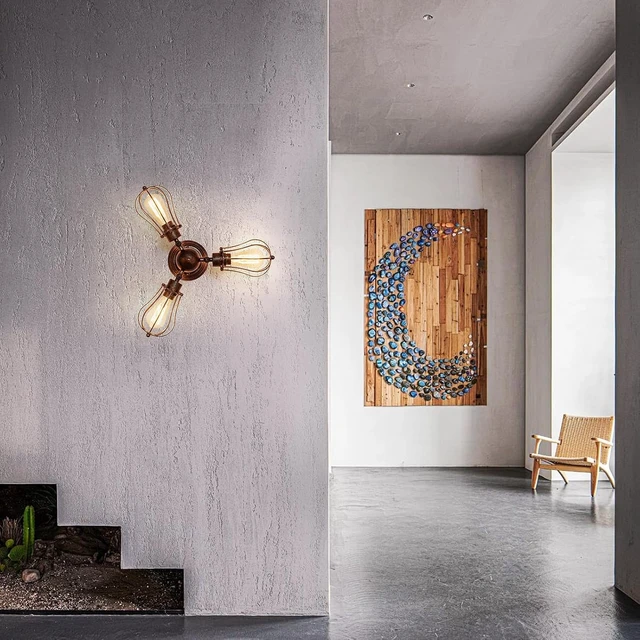 Alt view image 4 of 7 - Vintage Ceiling Light Industrial Rotatable Semi-Flush Mount Ceiling Light Metal Lamp Fixtures Painted Finish (with 3 Light) (Bronze)