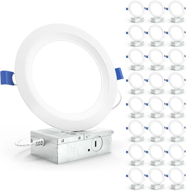 Main image of Sunco 24 Pack 6 Inch Canless LED Recessed Light, Ultra Thin, 14W, Dimmable