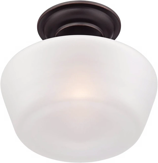 Alt view image 7 of 7 - Regency Hill Schoolhouse 12" Wide Bronze White Glass Ceiling Light Fixture