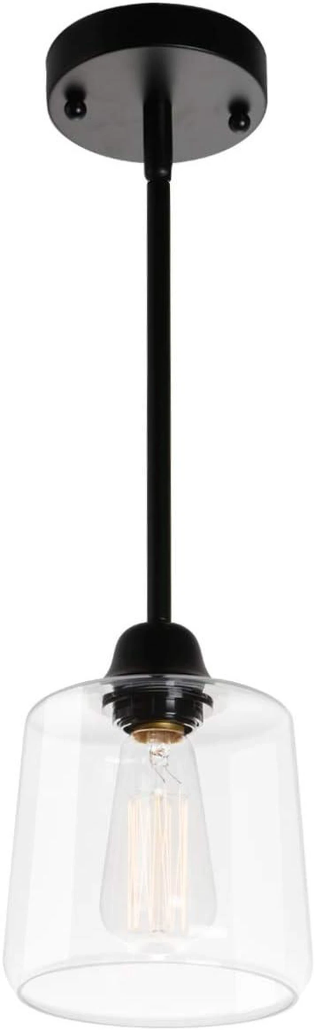 Main image of VILUXY Vintage Glass Pendant Light, Single Hanging Pendant Lighting, Black with Clear Glass Shade Classic for Farmhouse, Entryway, Dining Room, Kitchen Island, Foyer