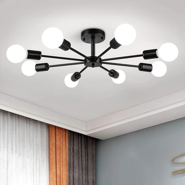 Main image of Modern Chandelier for Living Room, Black Semi Flush Mount Ceiling Light