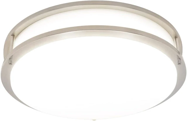 Main image of Maxxima 14" LED Satin Nickel Flush Mount Ceiling Light, 5 CCT, 2100 Lumens