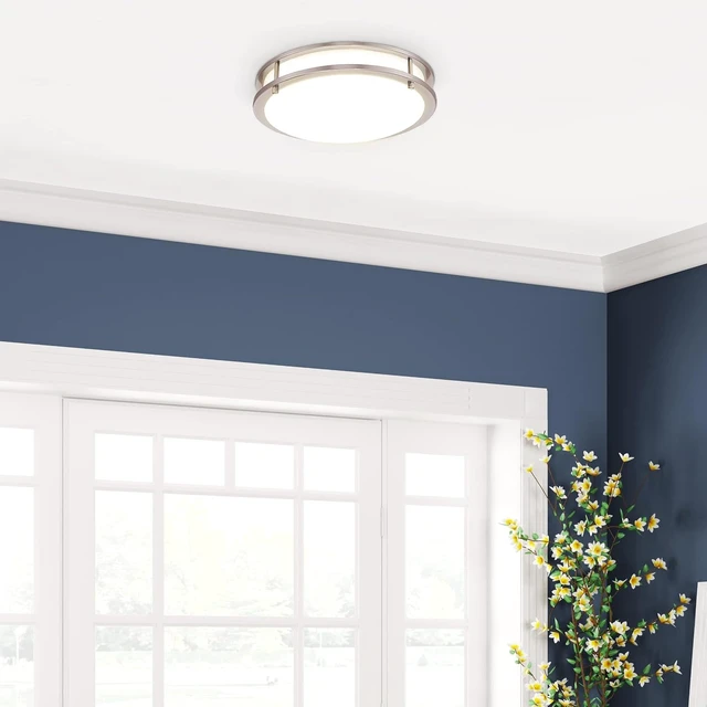 Alt view image 5 of 7 - Maxxima 14" LED Satin Nickel Flush Mount Ceiling Light, 5 CCT, 2100 Lumens