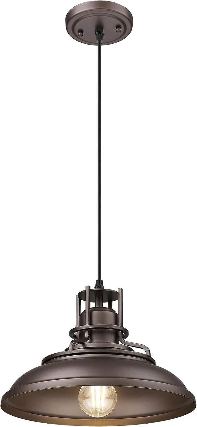 Main image of FEMILA Farmhouse Pendant Light,12" Barn Vintage Hanging Light Fixture for Kitchen Island, Adjustable Height,Oil Rubbed Bronze Finish, 4FY15-MP ORB