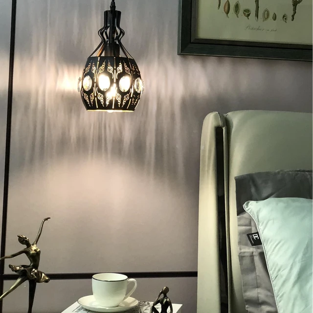 Alt view image 4 of 7 - YLONG-ZS Hanging Lamp Swag Lights Plug in Pendant Light,Hanging Lights with Plug in Cord Small Black Vintage Rustic Dimmable Hanging Ceiling Lamp for Corner Restaurant Living Room Bedroom
