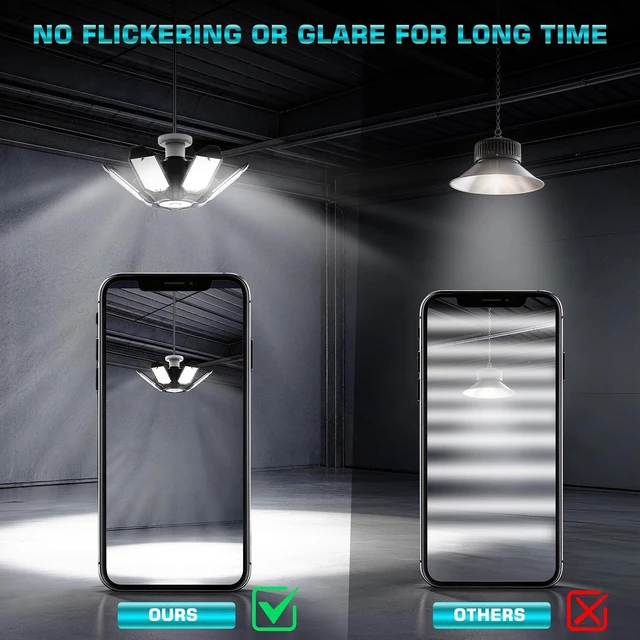 Alt view image 2 of 7 - 6 Pack 220W Garage Light Ceiling Led Deformable LED Shop Lights for Workshop E26 E27 Screw in Garage