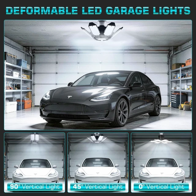 Alt view image 5 of 7 - 6 Pack 220W Garage Light Ceiling Led Deformable LED Shop Lights for Workshop E26 E27 Screw in Garage