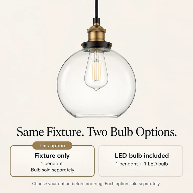Alt view image 7 of 7 - Linea di Liara Primo Globe Pendant Light, Black/Brass, Clear Glass