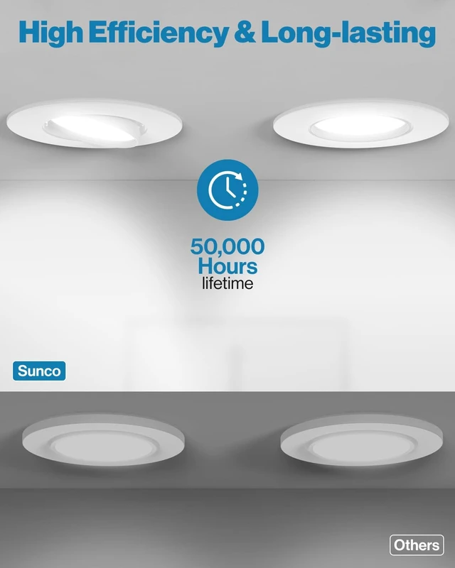 Alt view image 5 of 7 - Sunco 6 Inch Gimbal LED Recessed Light, Adjustable Angle, 12W=60W