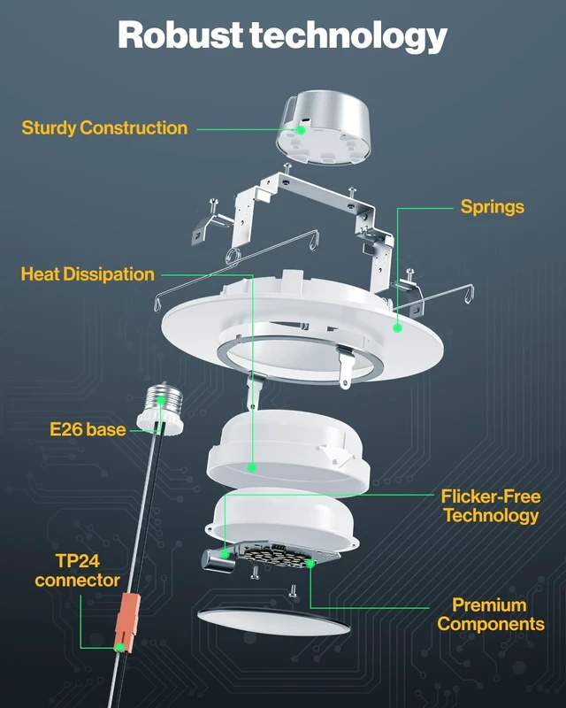 Alt view image 6 of 7 - Sunco 6 Inch Gimbal LED Recessed Light, Adjustable Angle, 12W=60W