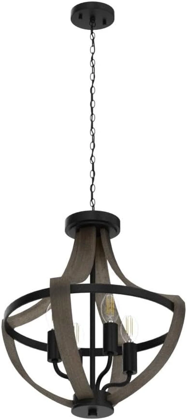 Alt view image 4 of 7 - 13.1" Modern Farmhouse Hanging Pendant Lighting, 4-Light Rustic Interior Flush Mount Ceiling Light Fixture, Vintage Chandelier for Hallway Foyer Dining Room Entryway Kitchen Island Bedroom