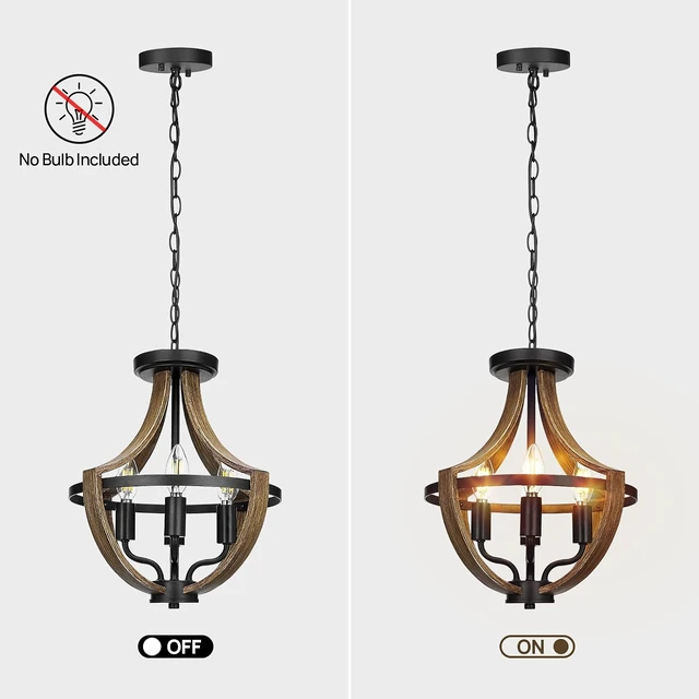 Alt view image 3 of 7 - 13.1" Modern Farmhouse Hanging Pendant Lighting, 4-Light Rustic Interior Flush Mount Ceiling Light Fixture, Vintage Chandelier for Hallway Foyer Dining Room Entryway Kitchen Island Bedroom