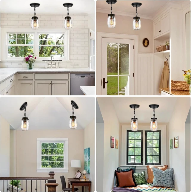 Alt view image 4 of 7 - 2 Pack Glass Mason Jar Light Fixtures Kitchen Island Lighting