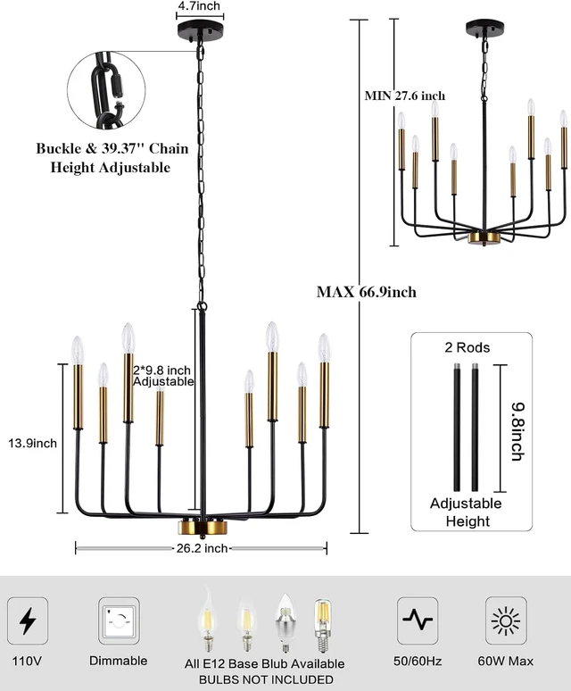 Alt view image 5 of 7 - Farmhouse Chandeliers for Dining Room, 8 Lights Pendant Light Fixtures