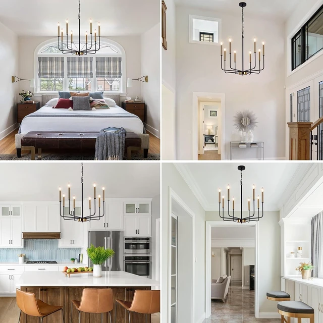 Alt view image 4 of 7 - Farmhouse Chandeliers for Dining Room, 8 Lights Pendant Light Fixtures