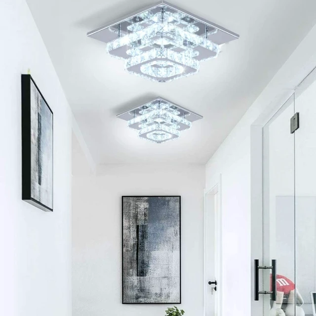 Alt view image 4 of 7 - 9.8" Square Crystal Chandelier, LED Flush Mount Ceiling Light, Cool White