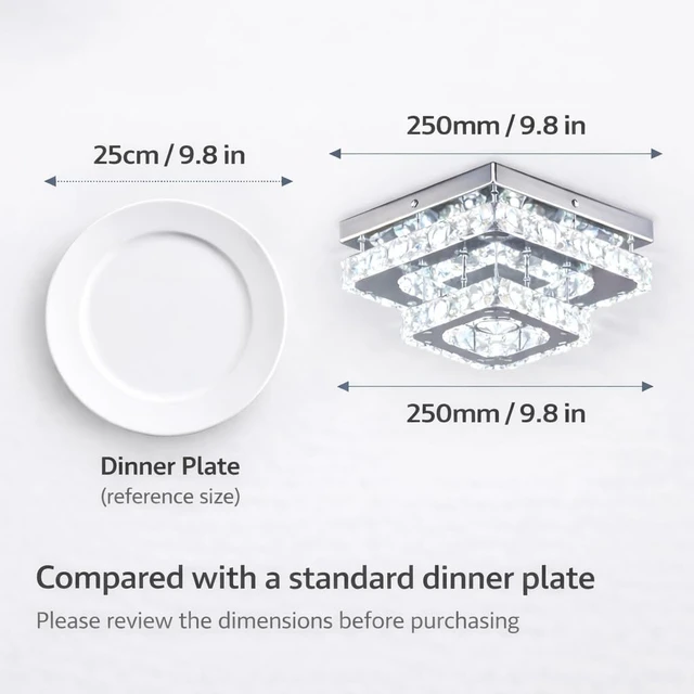 Alt view image 2 of 7 - 9.8" Square Crystal Chandelier, LED Flush Mount Ceiling Light, Cool White