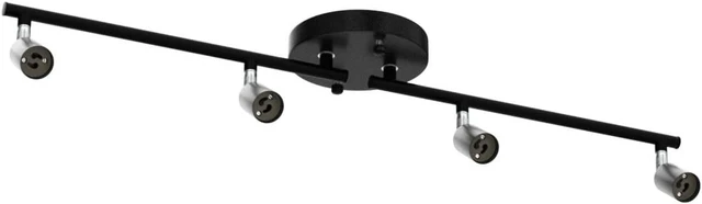 Alt view image 4 of 7 - Track Lighting Kit, 4 Head Foldable Ceiling Spot Light with GU10 Socket for Kitchen Hallyway Bedroom Fixture Directional Accent Lamp (Black)