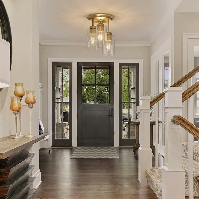 Alt view image 3 of 7 - Kalium 3-Lights Semi Flush Mount Ceiling Light Fixture Gold for Kitchen