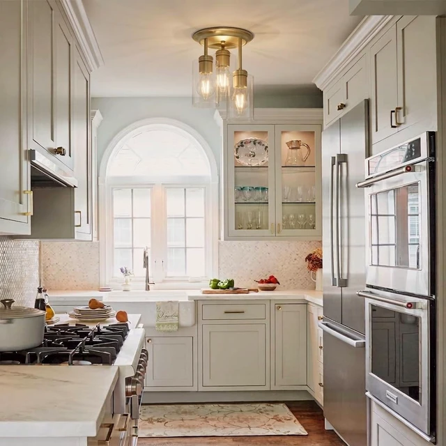 Alt view image 4 of 7 - Kalium 3-Lights Semi Flush Mount Ceiling Light Fixture Gold for Kitchen