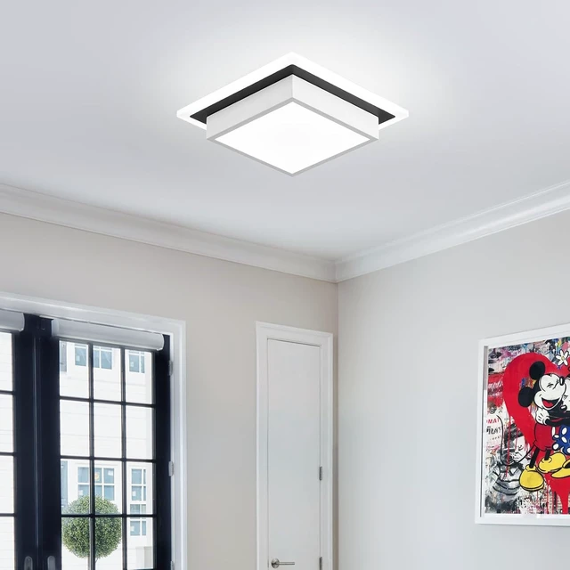 Alt view image 2 of 7 - EIDISUNY Modern LED Ceiling Light, Hallway Ceiling Light, 6000K Cold White Flush Mount Ceiling Lamp, Square Hallway Lighting Fixtures for Living Room Bedroom Bathroom Kitchen