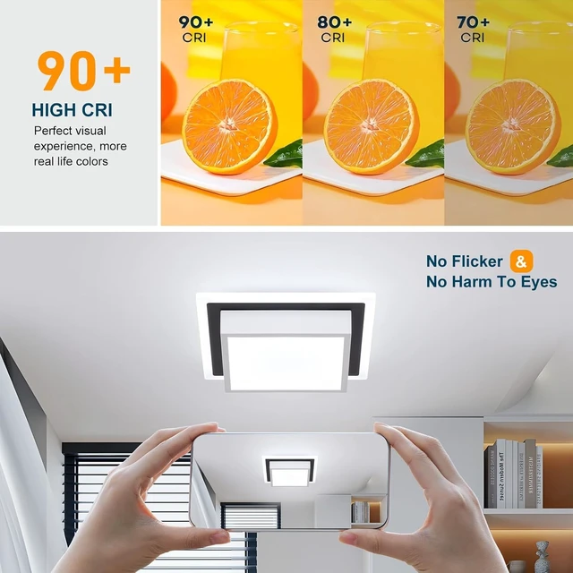 Alt view image 5 of 7 - EIDISUNY Modern LED Ceiling Light, Hallway Ceiling Light, 6000K Cold White Flush Mount Ceiling Lamp, Square Hallway Lighting Fixtures for Living Room Bedroom Bathroom Kitchen