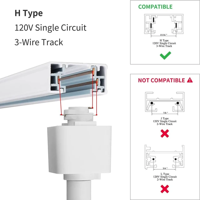Alt view image 2 of 6 - mirrea 6 Pack H Type White LED Track Lighting Heads 6.5W 3000K Warm White