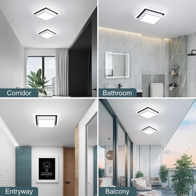 Alt view image 7 of 7 - EIDISUNY Modern LED Ceiling Light, Hallway Ceiling Light, 6000K Cold White Flush Mount Ceiling Lamp, Square Hallway Lighting Fixtures for Living Room Bedroom Bathroom Kitchen