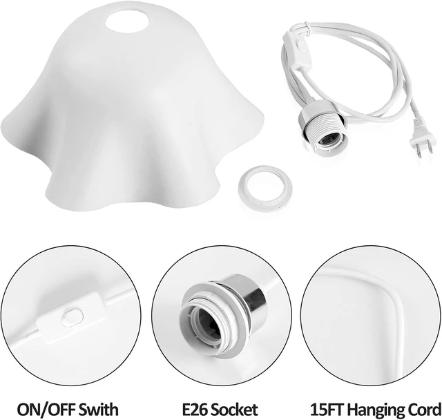 Alt view image 7 of 7 - OmiSun Plug in Pendant Light, 2 Pack Hanging Lights with Plug in Cord, Hanging Lamp with15Ft Cord, On/Off Switch, Frosted Plastic White Shade, Plug in Hanging Ceiling Lights for Bedroom, Living Room