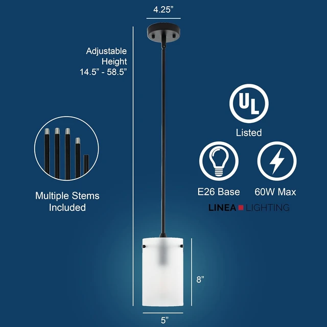 Alt view image 3 of 6 - Linea di Liara Effimero Modern Matte Black Pendant Light Fixtures Over Kitchen Island Sink Lighting Ceiling Hanging Farmhouse Mini Metal Industrial Pendant Lighting Medium Frosted Glass Shade