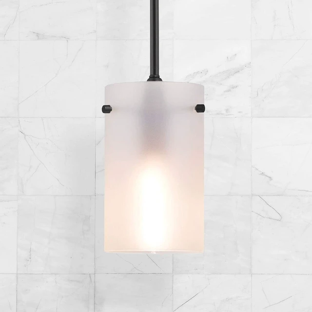 Alt view image 4 of 6 - Linea di Liara Effimero Modern Matte Black Pendant Light Fixtures Over Kitchen Island Sink Lighting Ceiling Hanging Farmhouse Mini Metal Industrial Pendant Lighting Medium Frosted Glass Shade