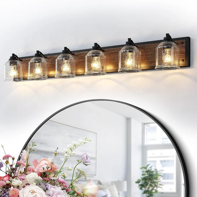 Main image of 6-Light Vanity Lights for Bathroom Large 48" with Bubble Glass Shade