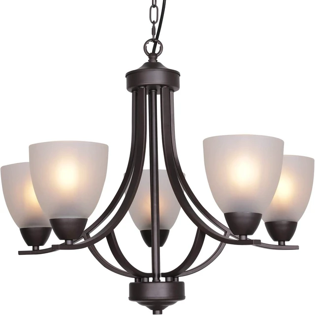 Main image of 5 Light Shaded Contemporary Chandeliers with Alabaster Glass Oil Rubbed Bronze Modern Light Fixtures Ceiling Hanging Rustic Pendant Lighting for Dining Room Foyer Bedroom Living Room