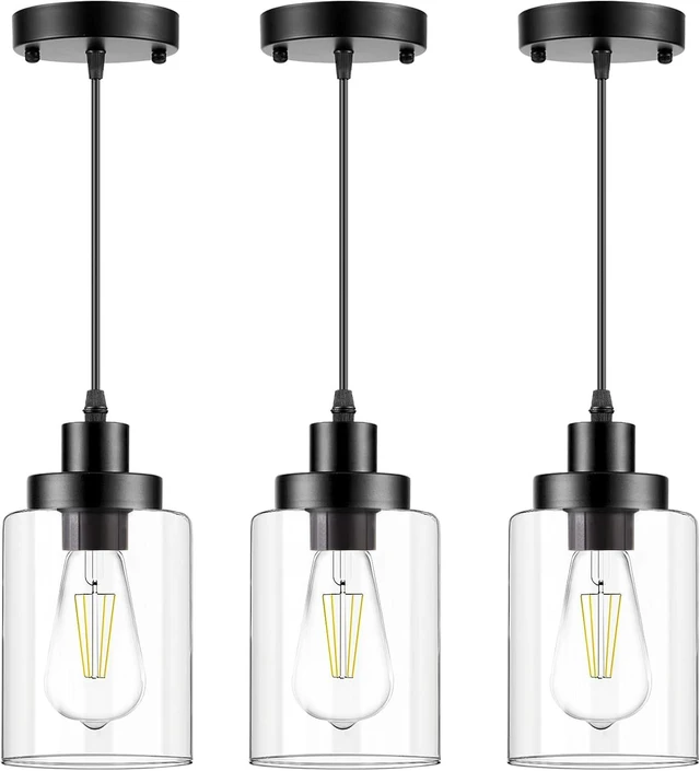 Main image of WimiSom Industrial Pendant Lighting, Modern Clear Glass Shade Farmhouse