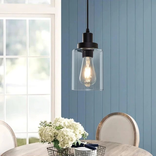 Alt view image 3 of 7 - WimiSom Industrial Pendant Lighting, Modern Clear Glass Shade Farmhouse