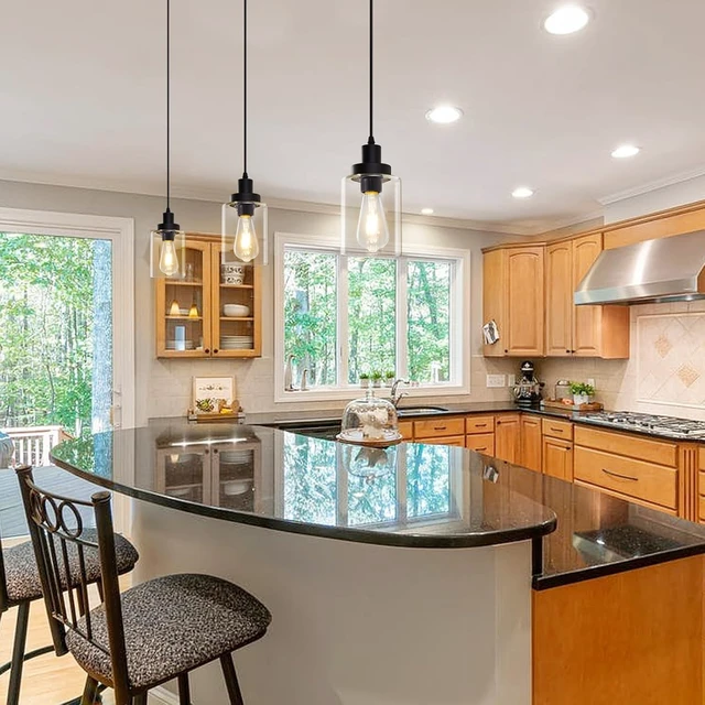 Alt view image 5 of 7 - WimiSom Industrial Pendant Lighting, Modern Clear Glass Shade Farmhouse