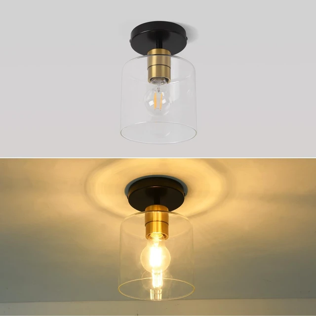 Alt view image 3 of 7 - Black Brass Semi Flush Mount Ceiling Light,1 Pack Ceiling Light Fixture