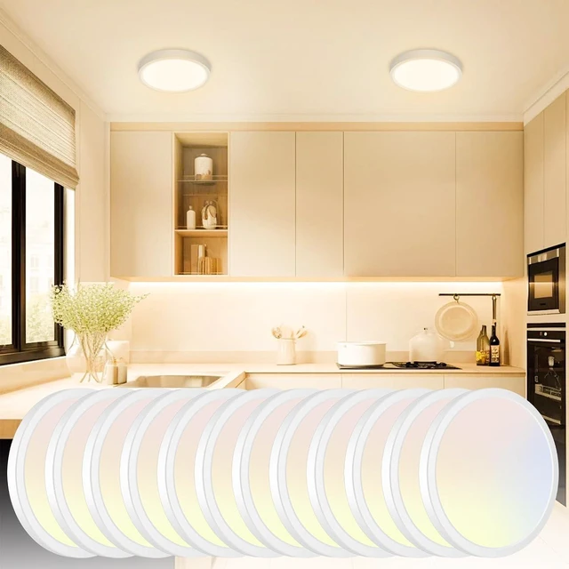 Main image of slochi 12Pack LED Flush Mount Ceiling Light, Dimmable & 100W Equivalent Super Slim LED Ceiling Lights, 3000K-6500K Selectable, 12W 1500Lm Round Light Fixture for Bedroom, Bathroom, Closet, Hallway