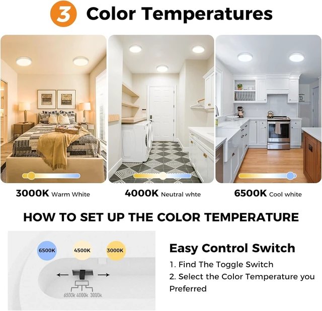 Alt view image 2 of 7 - slochi 12Pack LED Flush Mount Ceiling Light, Dimmable & 100W Equivalent Super Slim LED Ceiling Lights, 3000K-6500K Selectable, 12W 1500Lm Round Light Fixture for Bedroom, Bathroom, Closet, Hallway