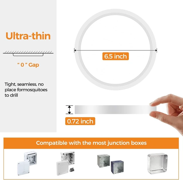 Alt view image 3 of 7 - slochi 12Pack LED Flush Mount Ceiling Light, Dimmable & 100W Equivalent Super Slim LED Ceiling Lights, 3000K-6500K Selectable, 12W 1500Lm Round Light Fixture for Bedroom, Bathroom, Closet, Hallway