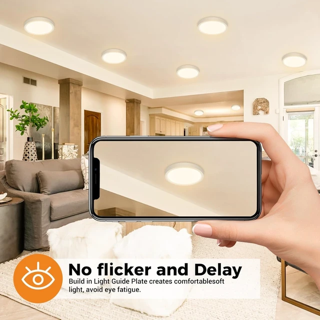 Alt view image 5 of 7 - slochi 12Pack LED Flush Mount Ceiling Light, Dimmable & 100W Equivalent Super Slim LED Ceiling Lights, 3000K-6500K Selectable, 12W 1500Lm Round Light Fixture for Bedroom, Bathroom, Closet, Hallway