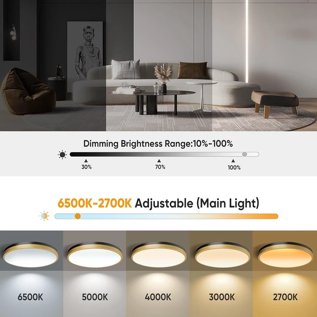 Alt view image 2 of 7 - Lightania 13 Inch Flush Mount Ceiling Light with Remote Control & Night Light, 5CCT Dimmable Ceiling Light Fixture, 25W 2500LM 2700K-6500K Adjustable LED Ceiling Lights for Bedroom Kitchen Living Room