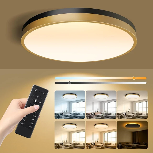 Main image of Lightania 13 Inch Flush Mount Ceiling Light with Remote Control & Night Light, 5CCT Dimmable Ceiling Light Fixture, 25W 2500LM 2700K-6500K Adjustable LED Ceiling Lights for Bedroom Kitchen Living Room