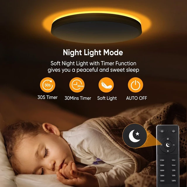 Alt view image 5 of 7 - Lightania 13 Inch Flush Mount Ceiling Light with Remote Control & Night Light, 5CCT Dimmable Ceiling Light Fixture, 25W 2500LM 2700K-6500K Adjustable LED Ceiling Lights for Bedroom Kitchen Living Room
