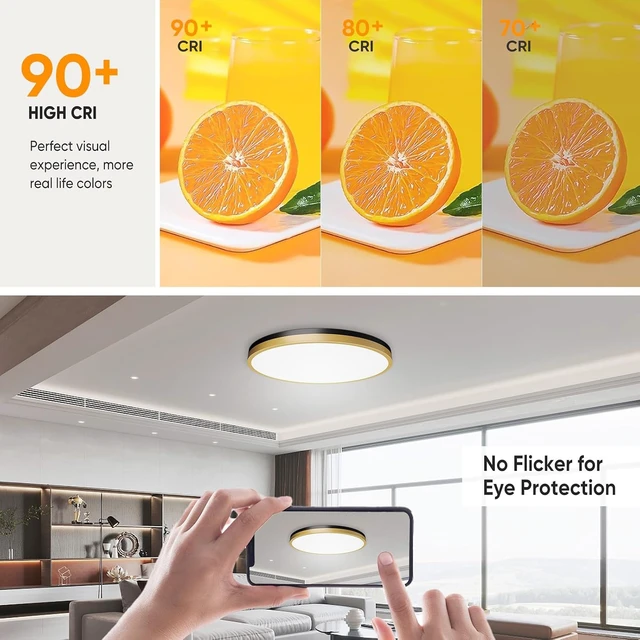 Alt view image 7 of 7 - Lightania 13 Inch Flush Mount Ceiling Light with Remote Control & Night Light, 5CCT Dimmable Ceiling Light Fixture, 25W 2500LM 2700K-6500K Adjustable LED Ceiling Lights for Bedroom Kitchen Living Room